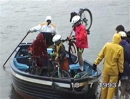 Loading the bikes into the East Portlemouth ferry at Salcombe